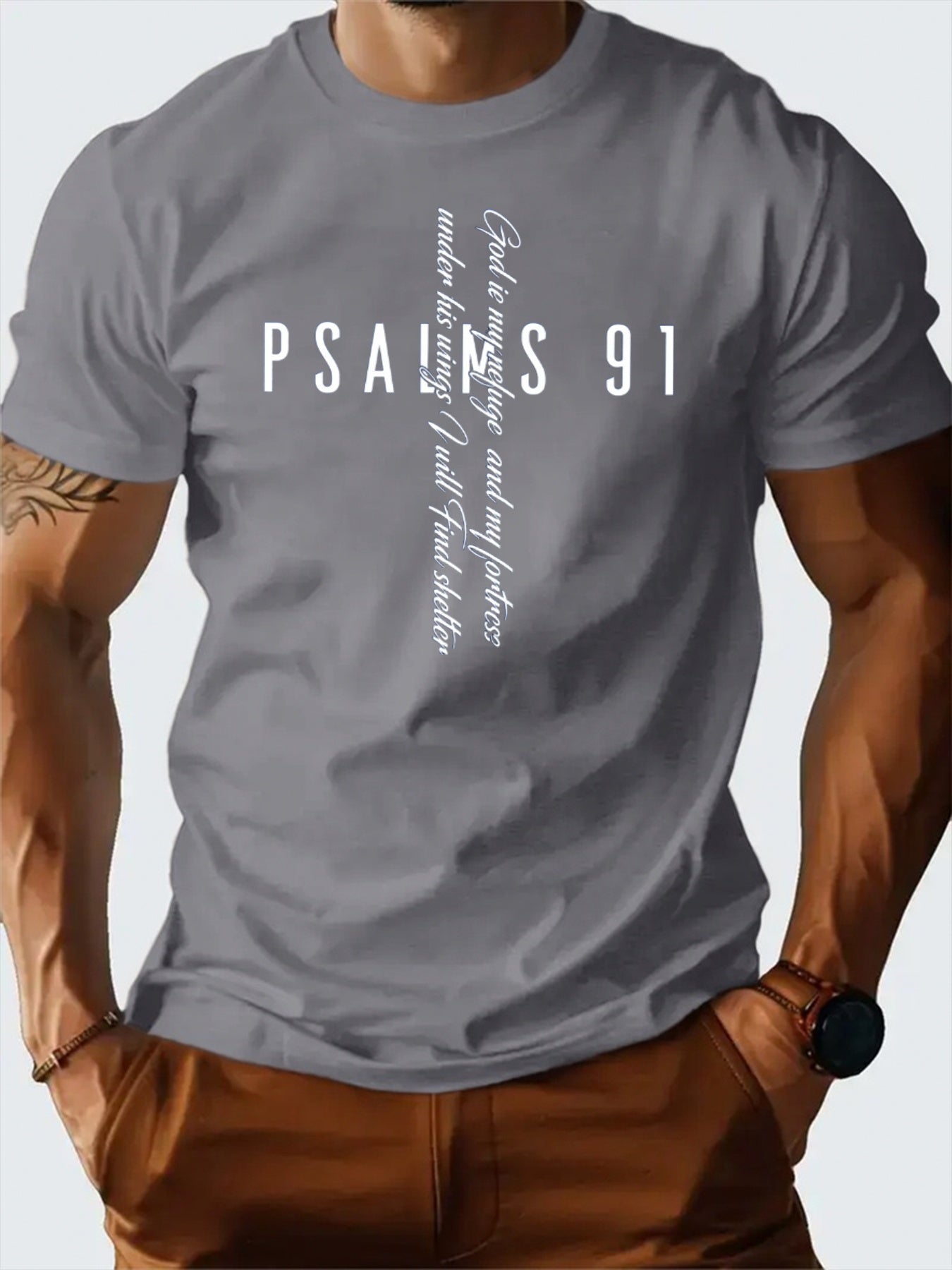 Men'S Psalm 91 Faith Theme Black T-Shirt
