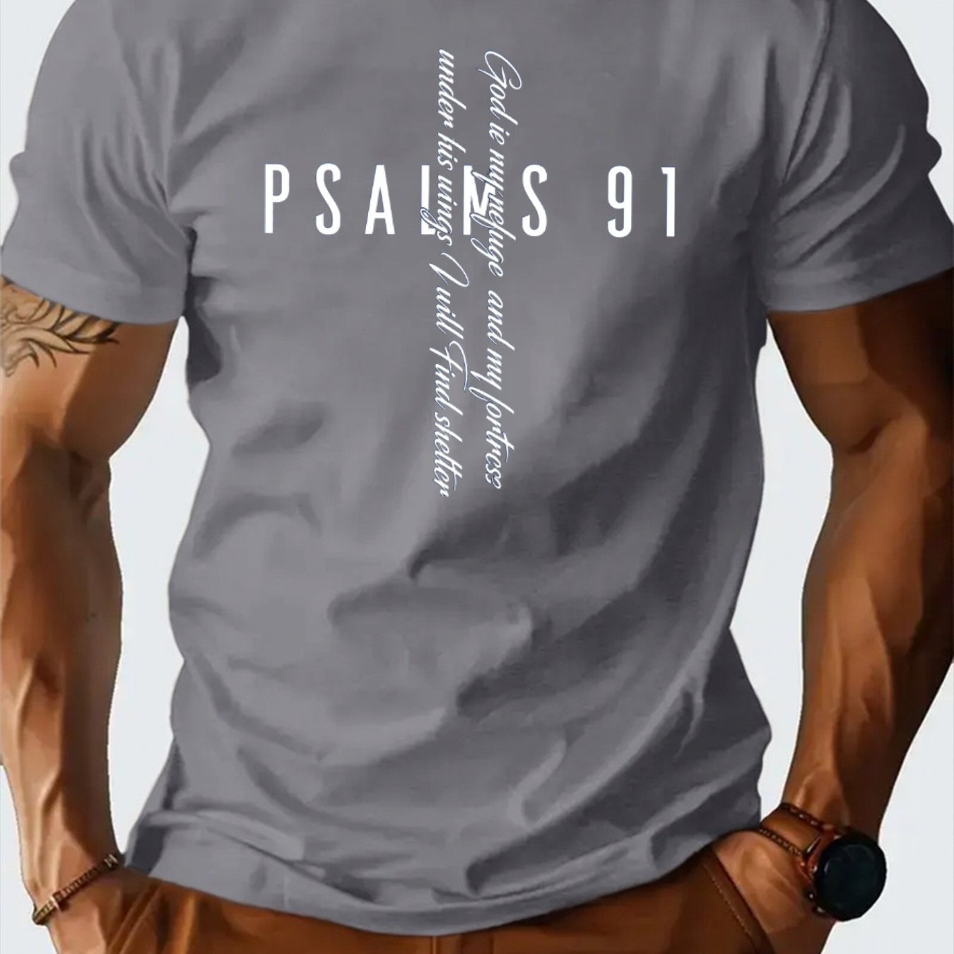 Men'S Psalm 91 Faith Theme Black T-Shirt
