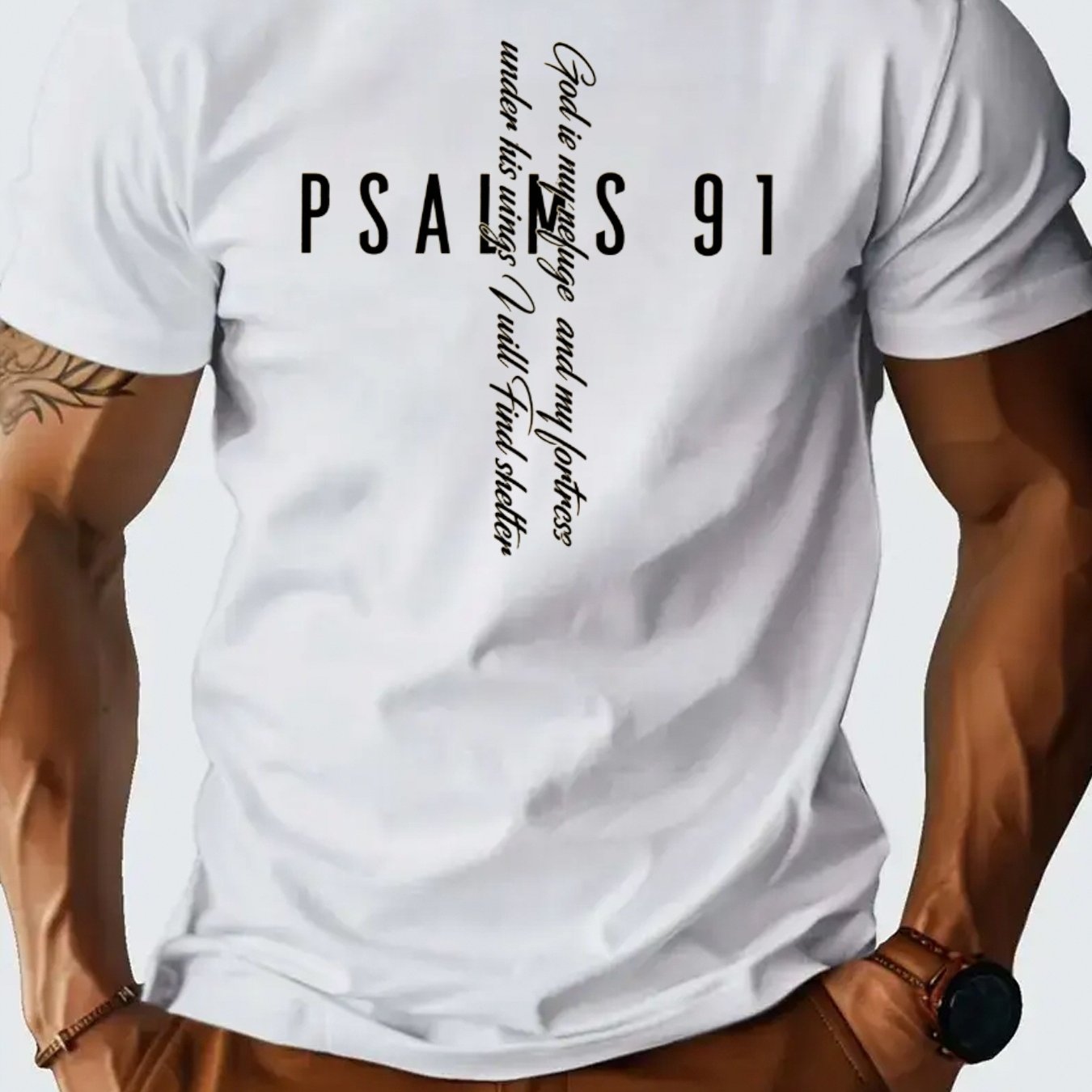 Men'S Psalm 91 Faith Theme Black T-Shirt