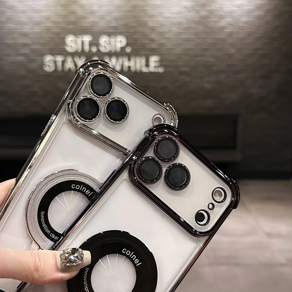 Shockproof Plating Magnetic MirthCase With Holder