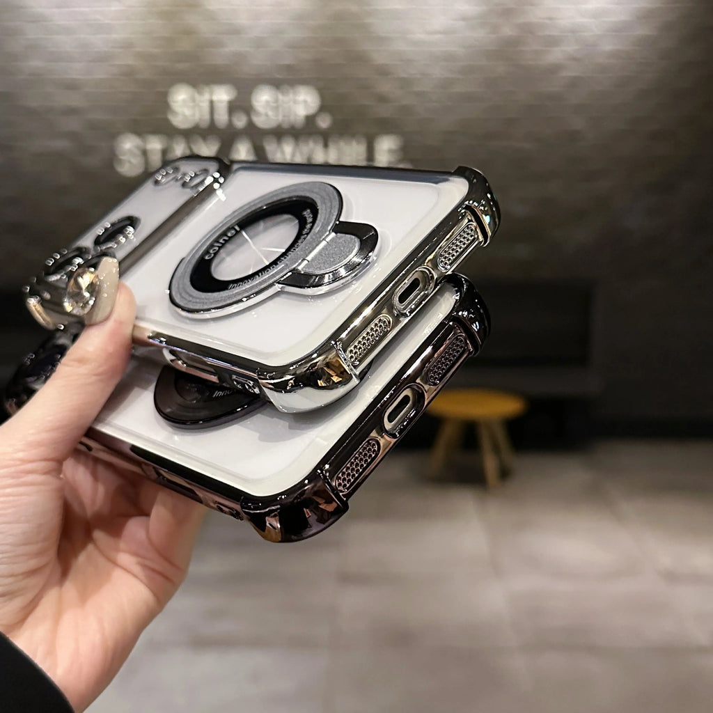Shockproof Plating Magnetic MirthCase With Holder