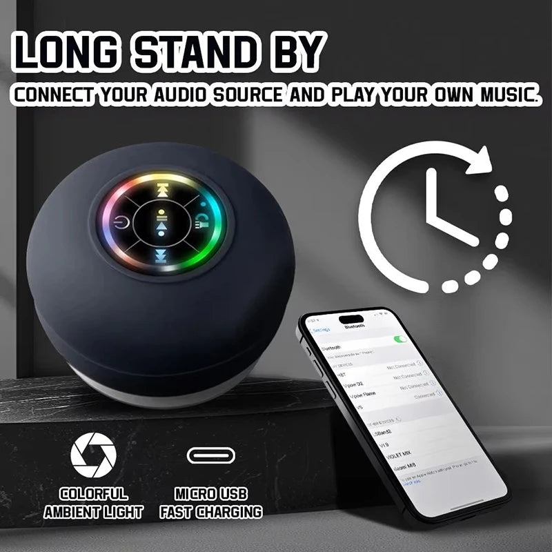 Bathroom Waterproof Wireless Bluetooth Speaker With Large Suction Cup