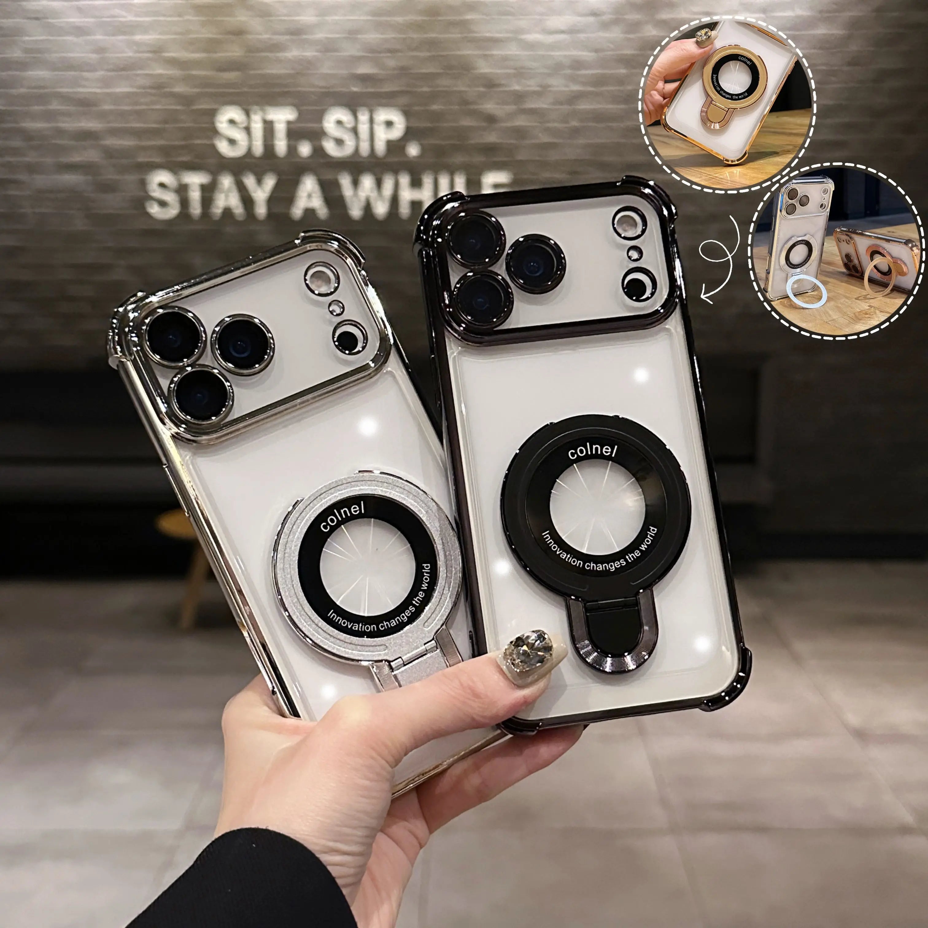 Shockproof Plating Magnetic MirthCase With Holder