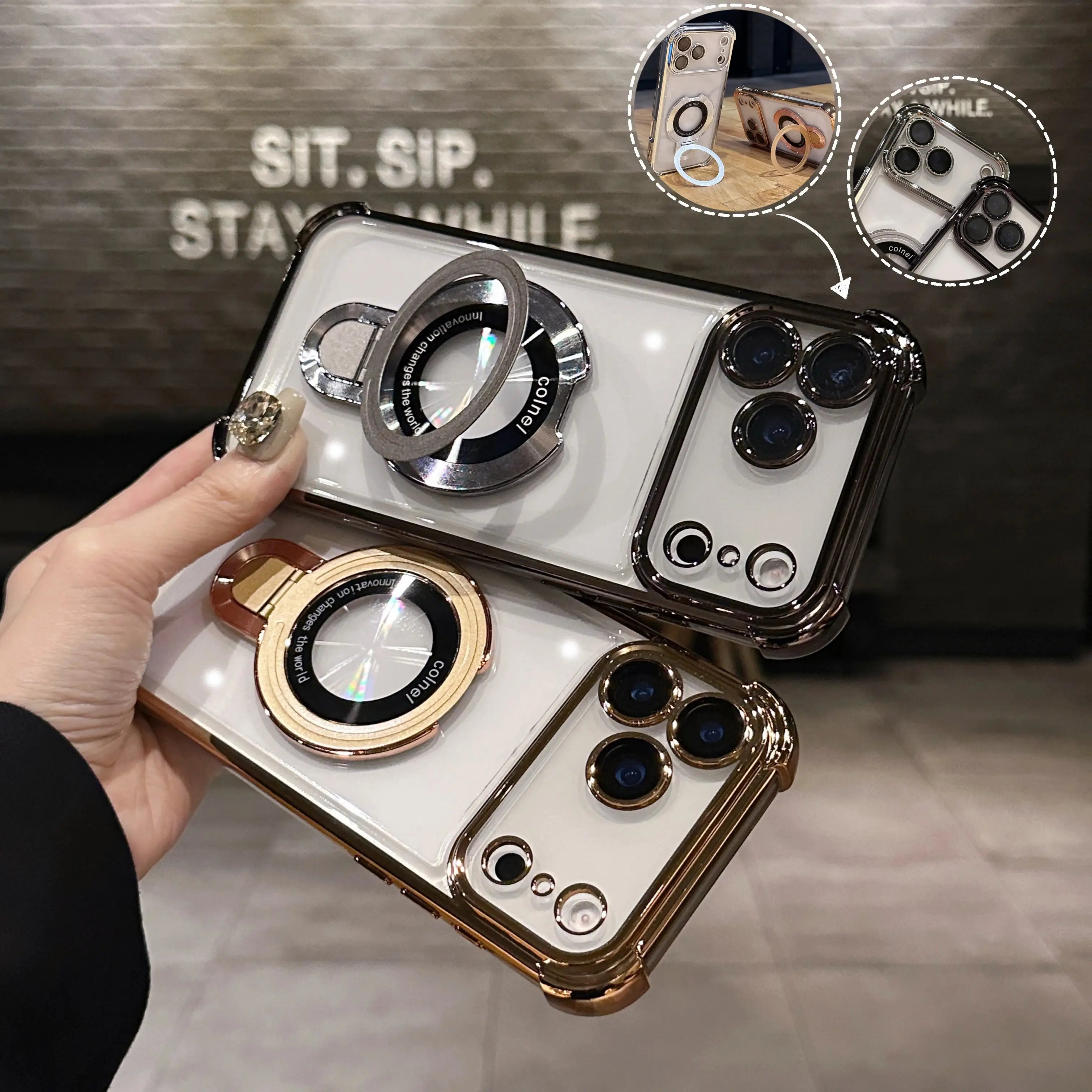 Shockproof Plating Magnetic MirthCase With Holder