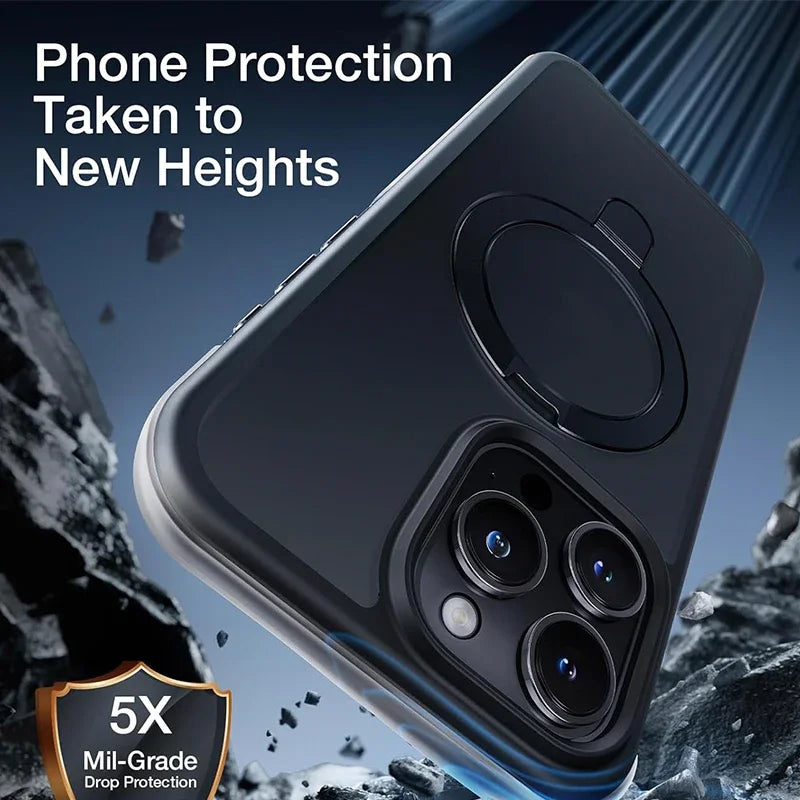 Matte Phone Case with Magnetic Ring Stand for iPhone 17 Pro Max Air 16 15 14 Case Plus 12 13 11 Mobile Cases Ultra Slim Cover