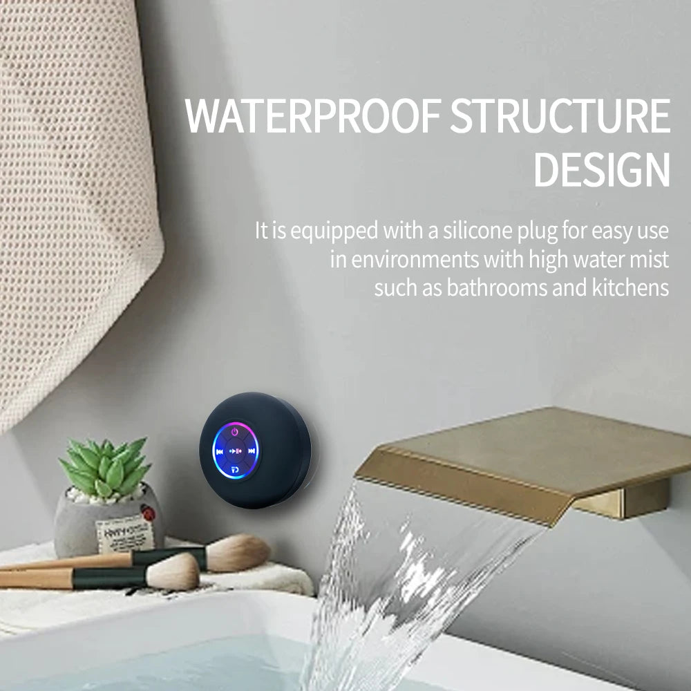 Bathroom Waterproof Wireless Bluetooth Speaker With Large Suction Cup