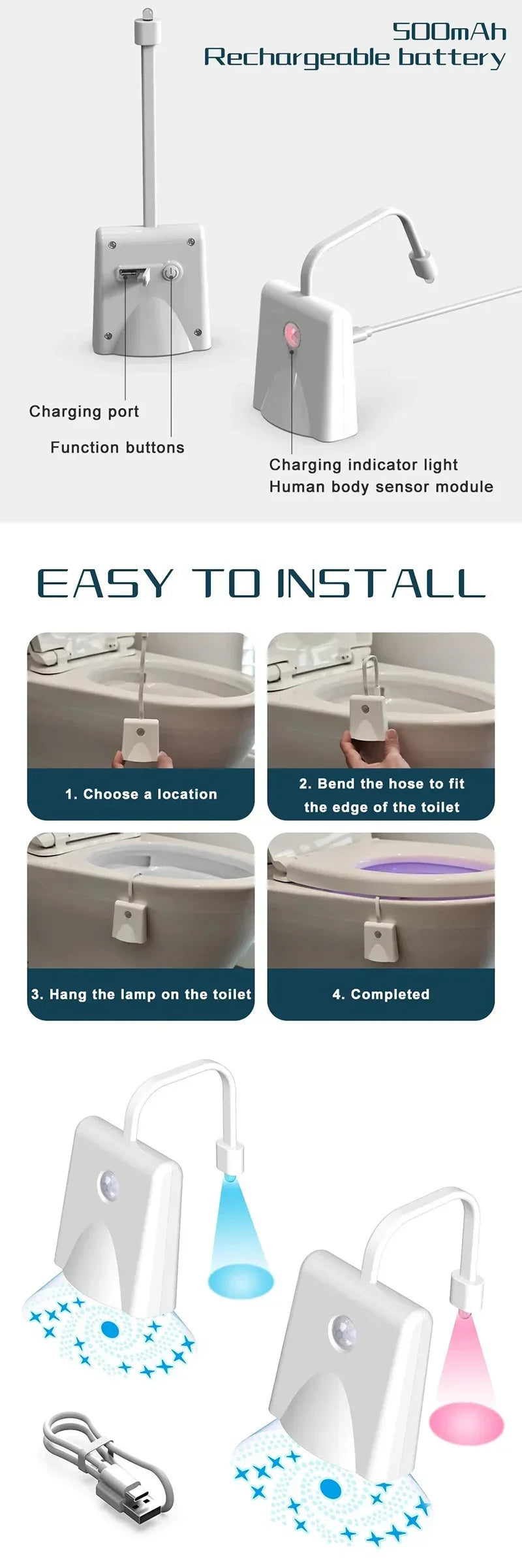 Toilet Motion Sensor Night Light