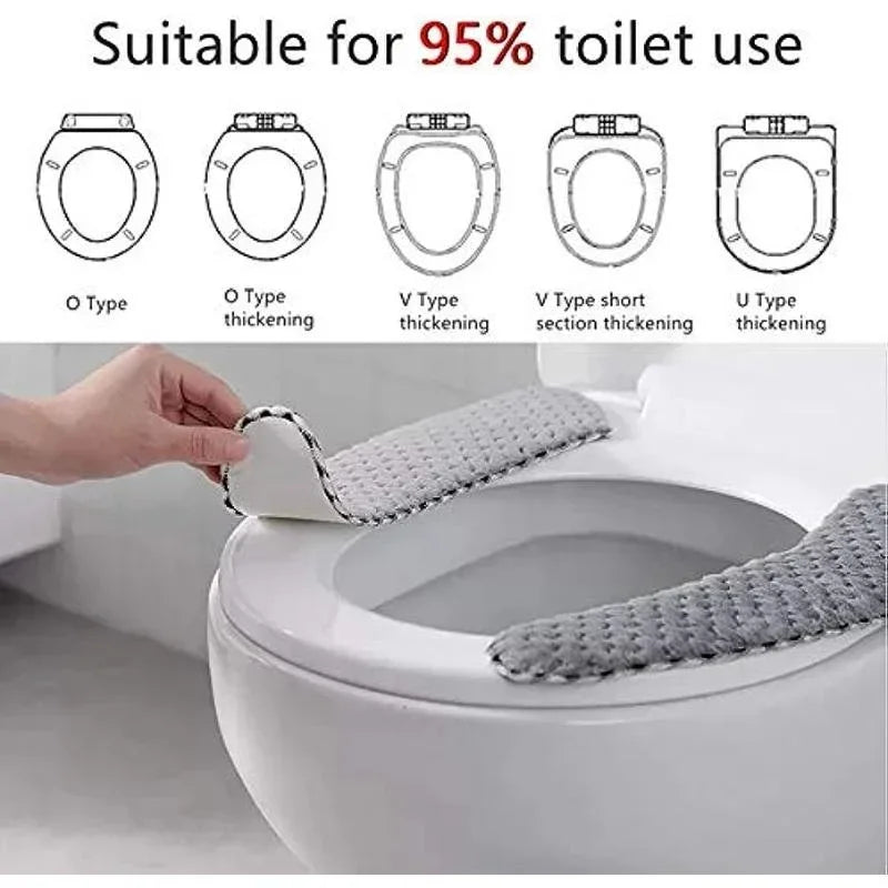 Plush Warm Thick Padded Toilet Seat Cover Mat