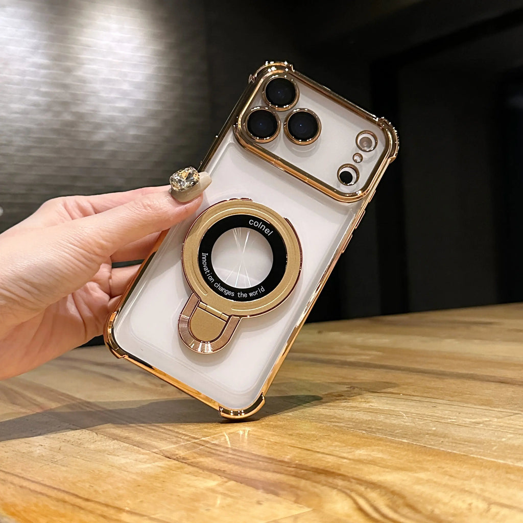 Shockproof Plating Magnetic MirthCase With Holder