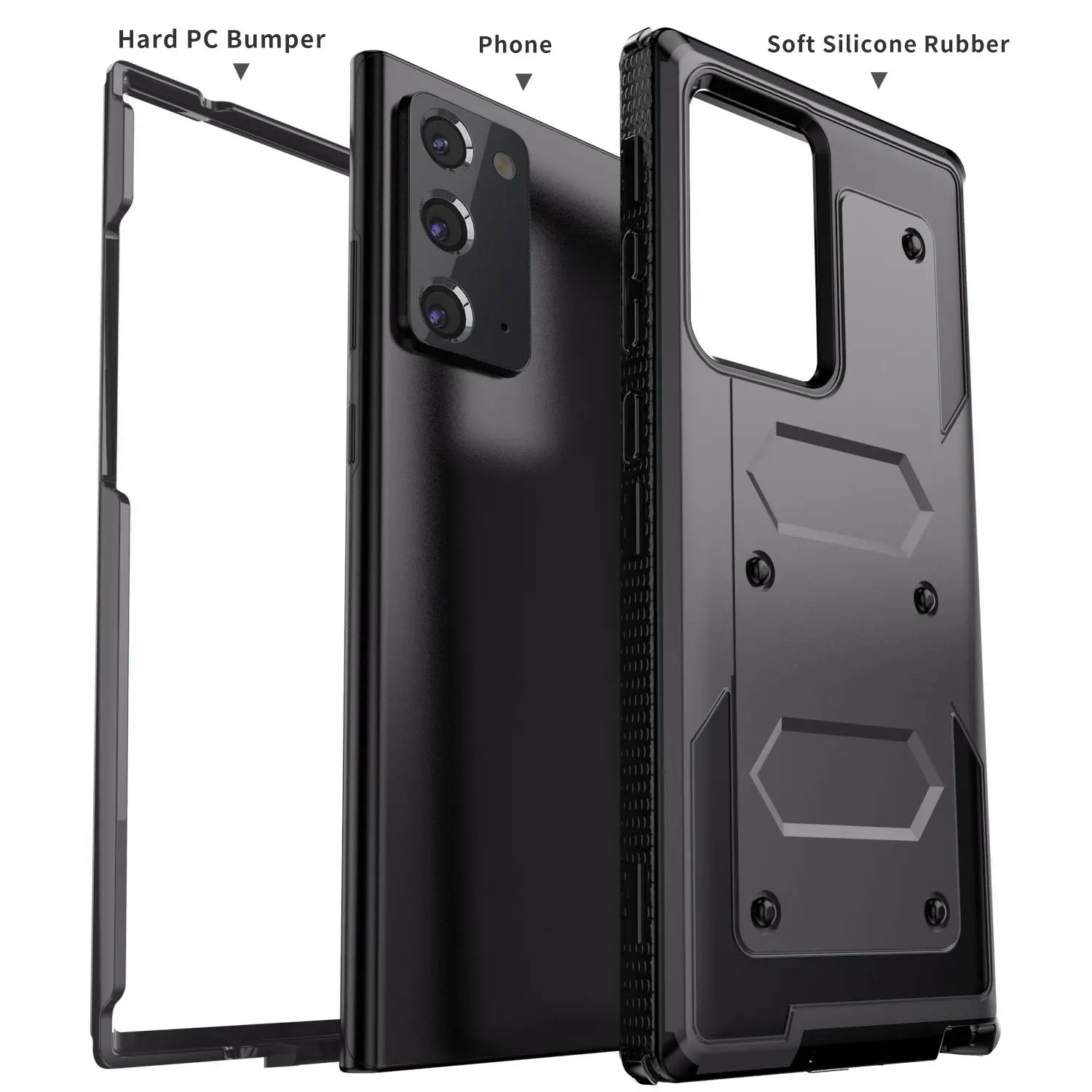 For Samsung Galaxy Note 20/Note 20 Ultra 5G Phone Case Shockproof Protective Heavy Duty Rugged Hybrid Cover Gray