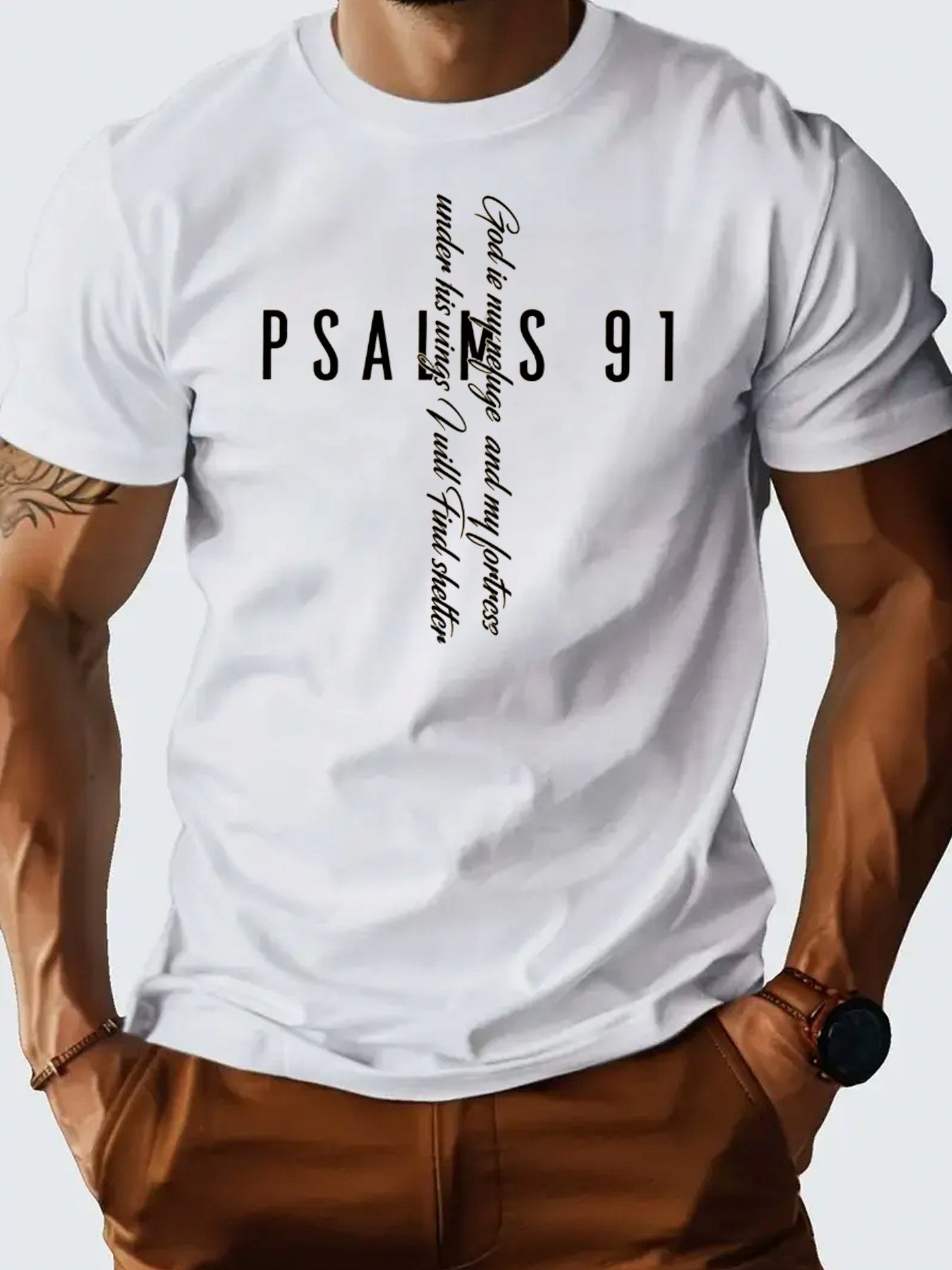 Men'S Psalm 91 Faith Theme Black T-Shirt